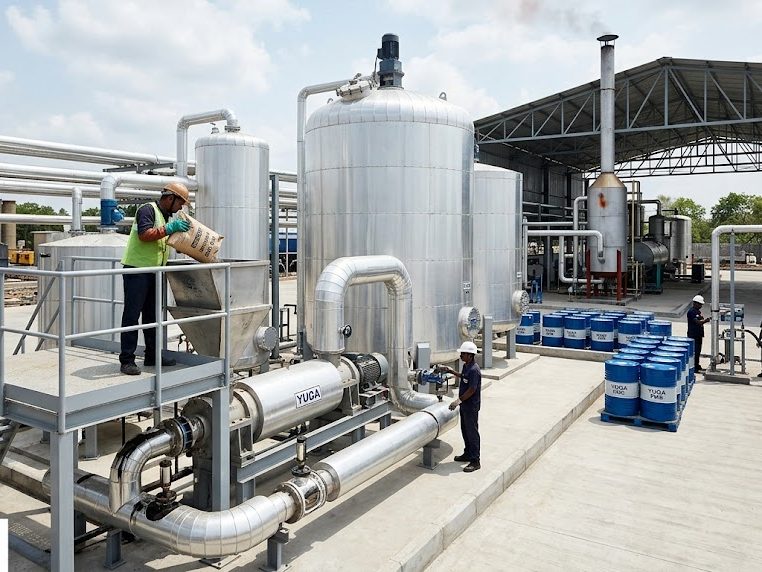Vertical PMB blend tank with top agitator - YUGA polymer modified bitumen unit