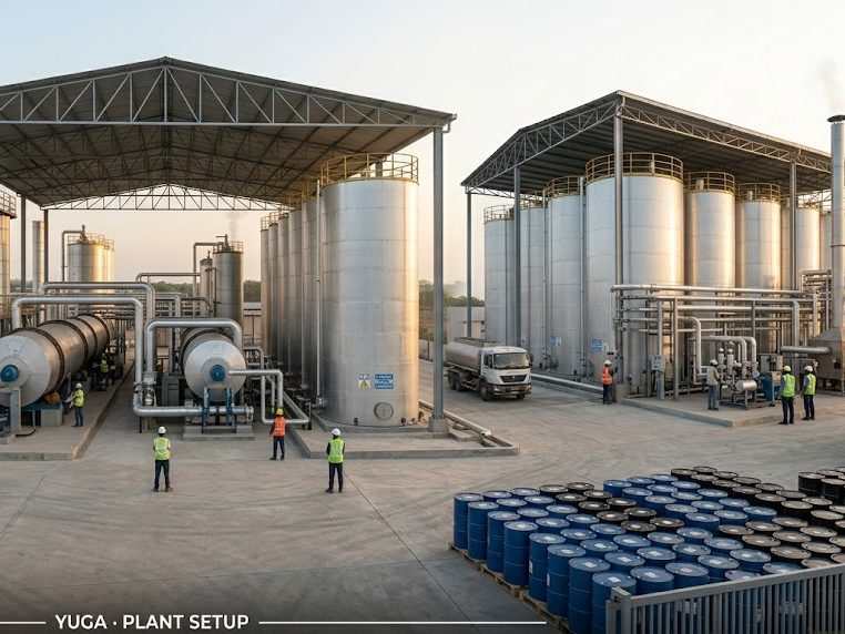 YUGA complete plant setup - tank farm, dispatch bay and drum stacks